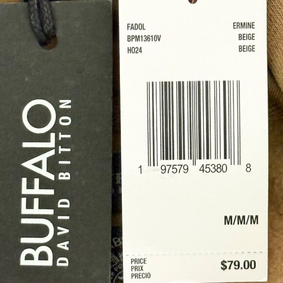 NWT Buffalo David Bitton Men's Pullover Logo Beige Hoodie Sweatshirt Size Medium - Picture 8 of 12